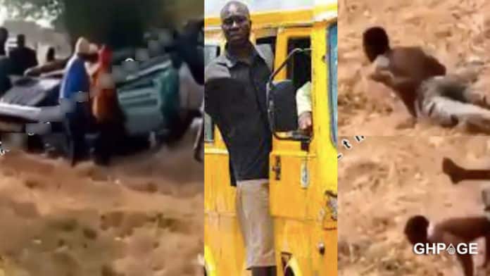 Trotro driver pretends to be mad after crushing into a 2021 Range Rover