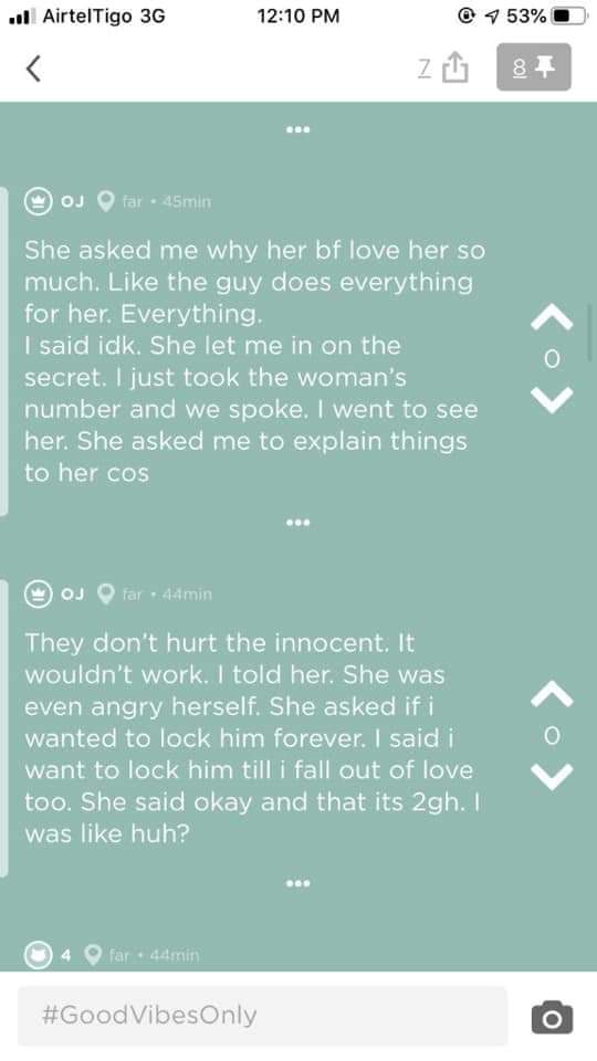 "I locked my boyfriend spiritually with ghc 2 padlock"- Lady confesses