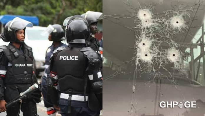 police shuttered glass gunshot holes