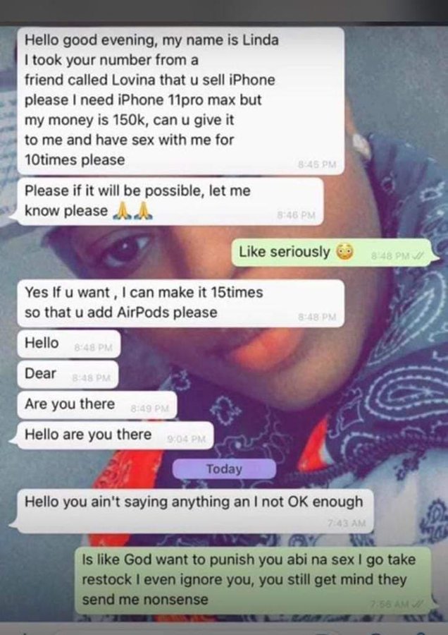 iPhone lady whatsapp chat
