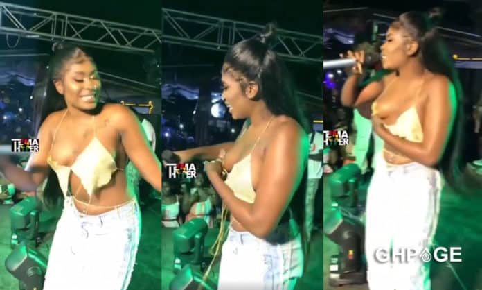 Yaa Jackson shows off her boobs during performance on stage (Video