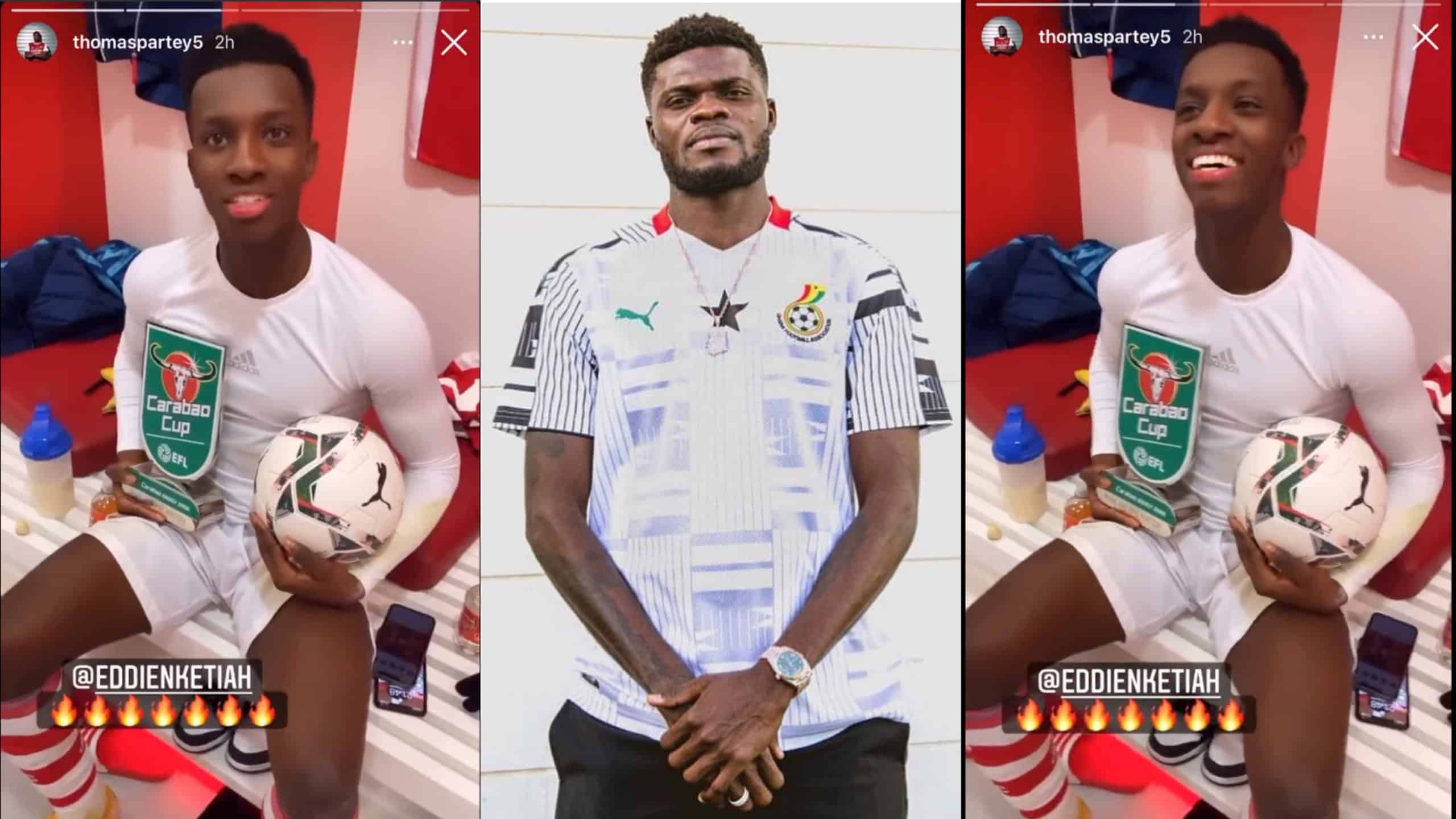 "You're ready for Ghana" – Thomas Partey convinces Arsenal teammate Eddie Nketiah to play for Black Stars [Video]