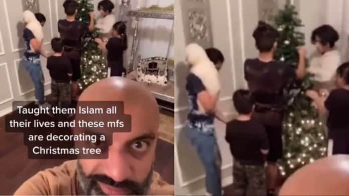 Muslim man breaks down as children he has taught Islam all their lives ditch religion to celebrate Christmas 