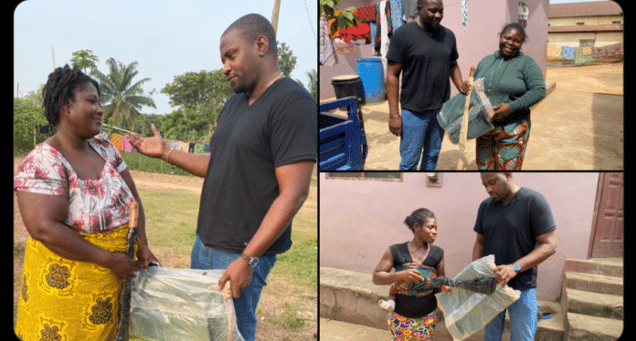 John Dumelo gives out free farming implements to farmers in his home constituency, promises bigger support next year 