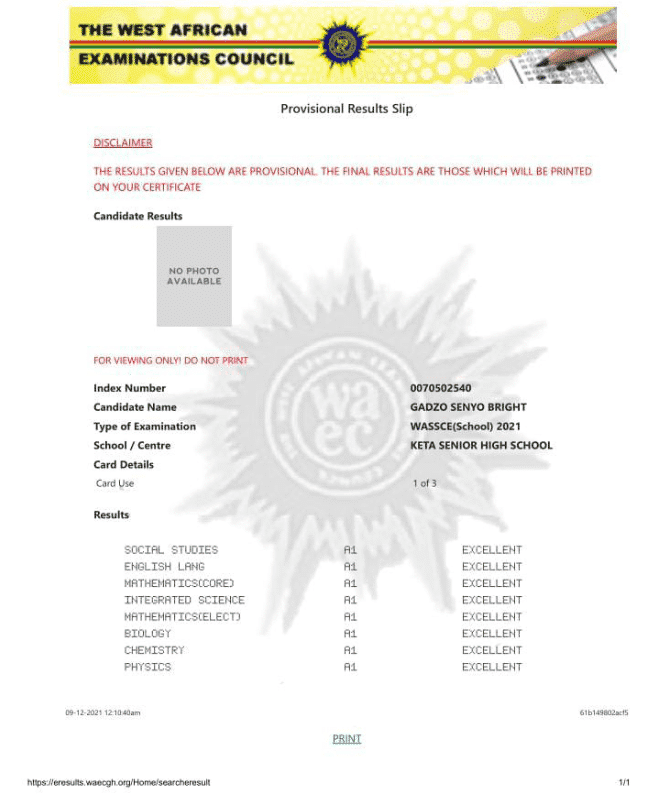 Checkout the WASSCE result of KETASCO NSMQ Finalist.