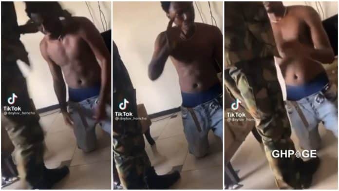 Thief meets his meter after entering a soldier's room to steal a decoder as he receives hot slaps and severe beatings (Video)