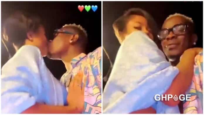 Shatta Wale finally shows the face of his new girlfriend in a new kissing video