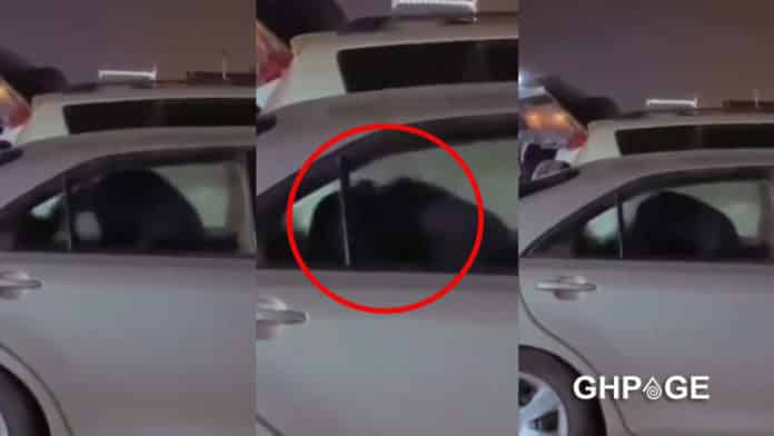 man banging woman in car