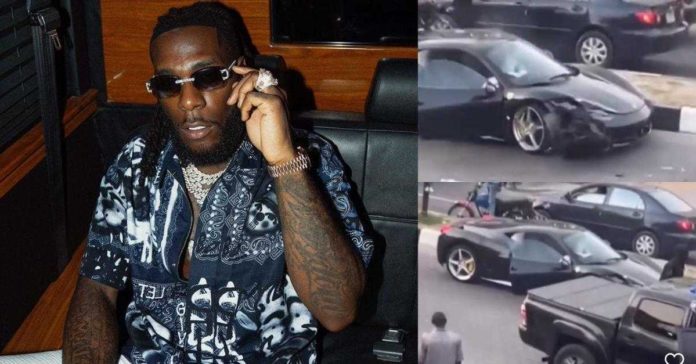 Video of Burna Boy being rescued from his Ferrari car after fatal accident 