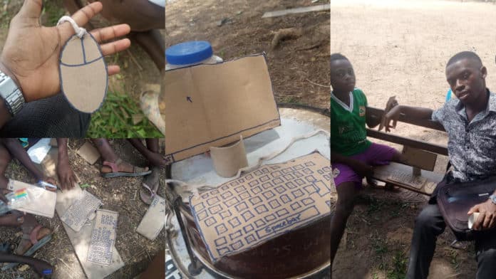 Sad photos of Ghanaian students studying ICT with cut-out objects break hearts