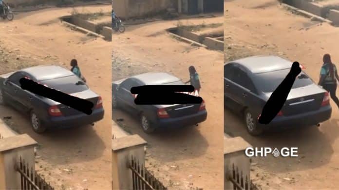 Wife destroys her husband's tear rubber car with stones and sticks for cheating on her - Video