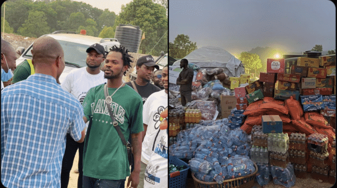 Bogoso Explosion: Singer Fameye donates food and relief items to victims 