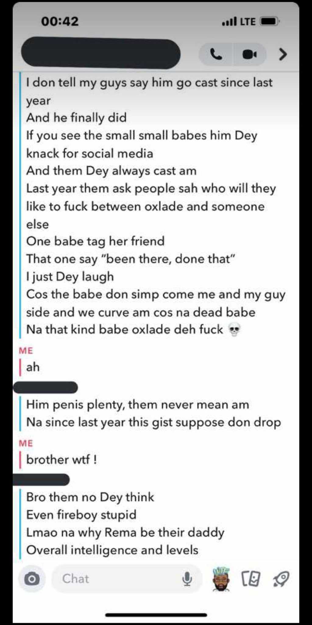 WhatsApp chat reveals the role Rema, Fireboy played in Oxlade sex tape saga 