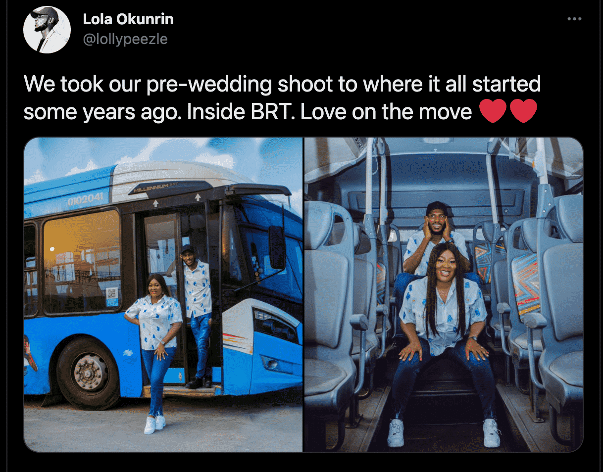 Couple recreates beautiful moment they met for the first time in a bus during their pre-wedding photos