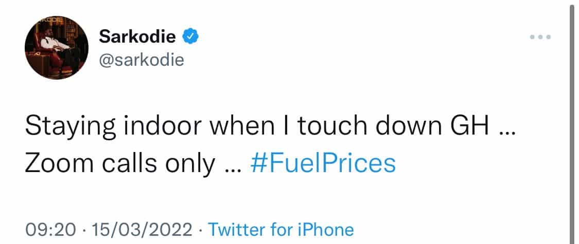 Increase in fuel prices: Sarkodie reacts, reveals his next line of action -  myinfo.com.gh