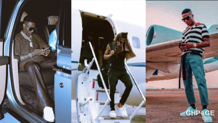 Wizkid flying in a private jet