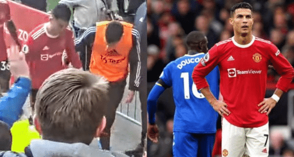 Moment Cristiano Ronaldo smashes fan’s phone after loss to Everton
