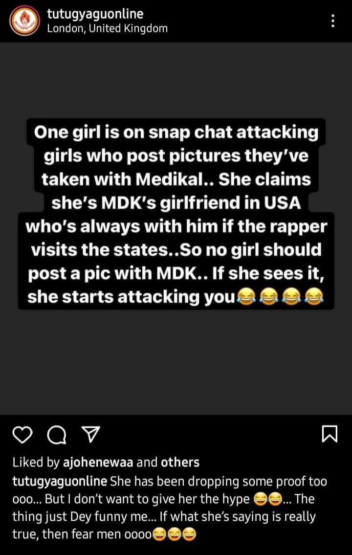 Medikal's side chic surfaces to send a strong warning to Fella and other girls