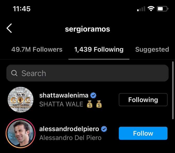 Shatta wale overjoyed after Sergio Ramos followed him on Instagram (screenshots)