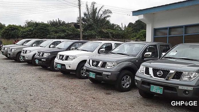 Government vehicles parked