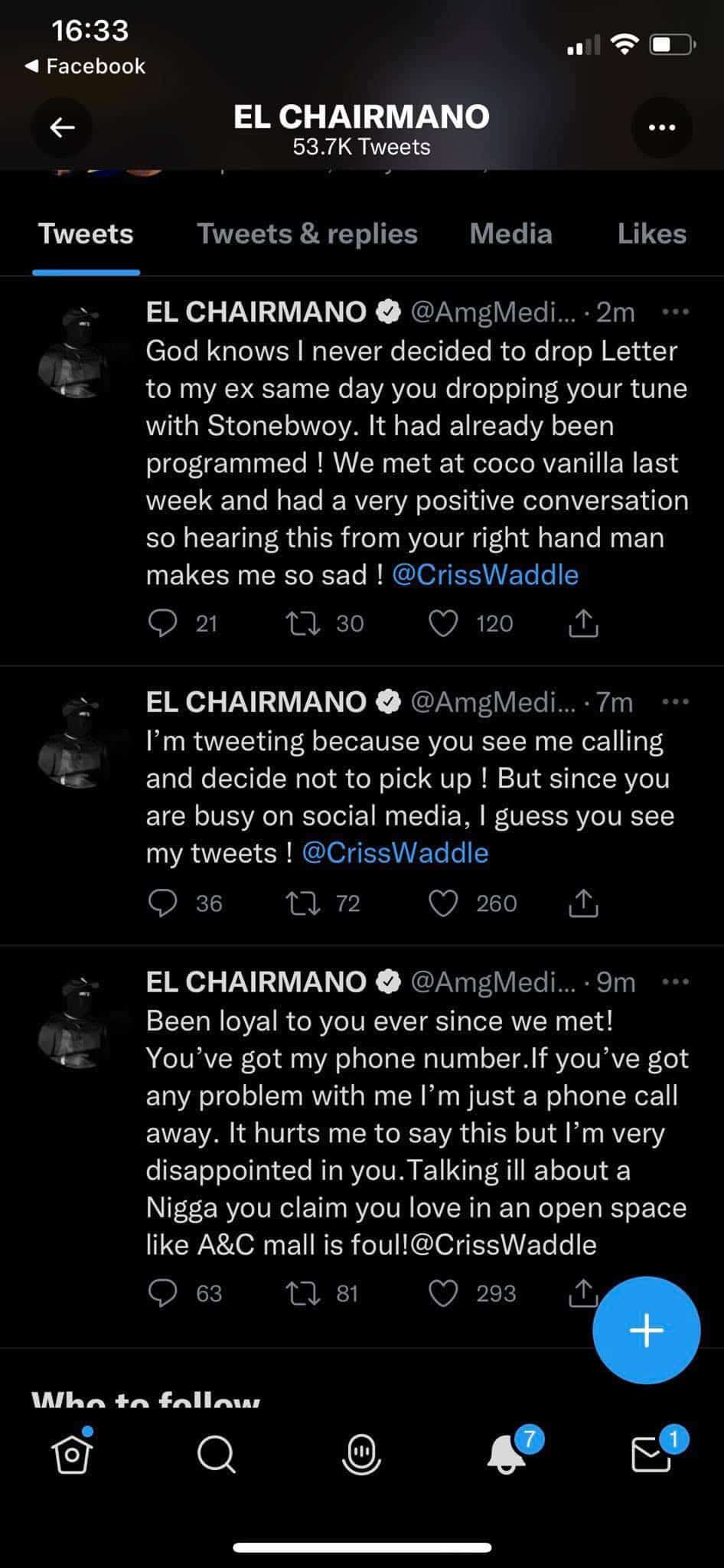 Medikal and Criss Waddle beef