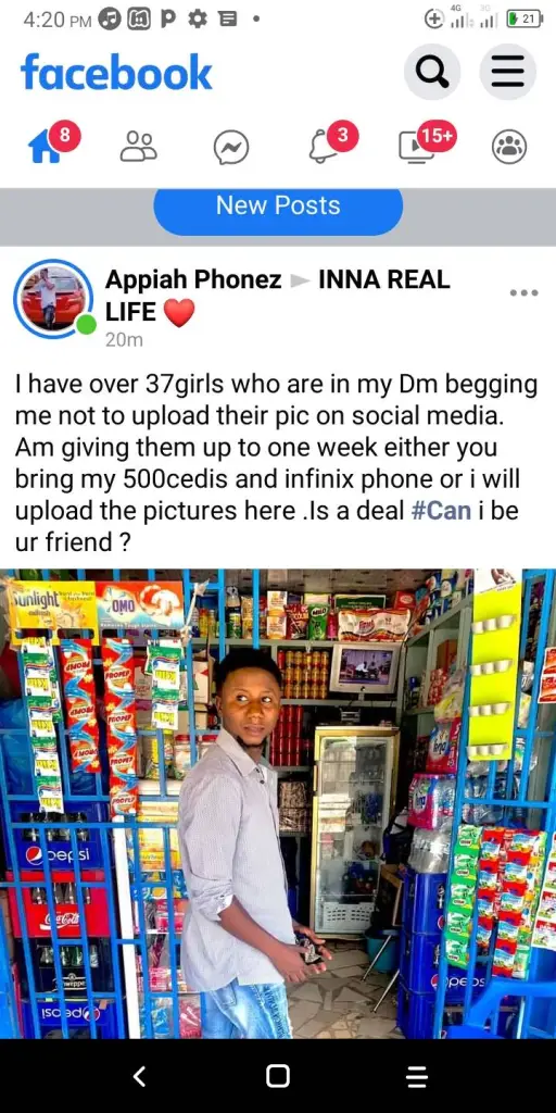 "I have over 37 girls naket* photos, return my 500 cedis and infinix phone else I will leak them"- Appiah Phonez warn girls
