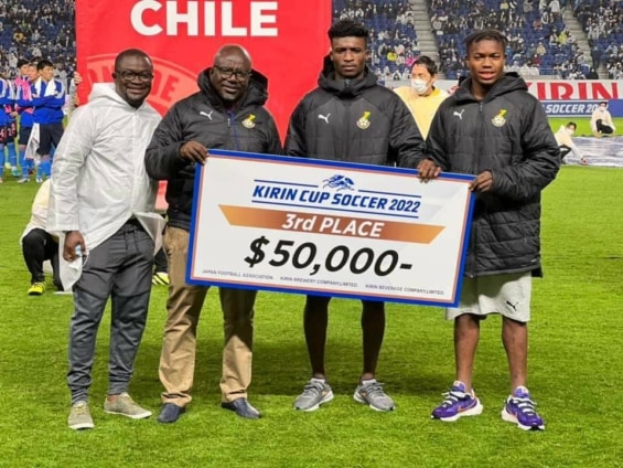 Black Stars receives $50K cash prize for finishing 3rd in Kirin Cup