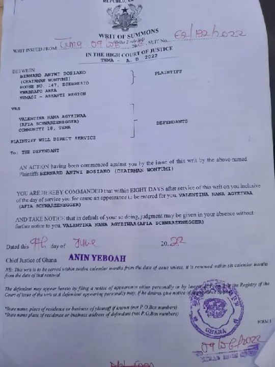 Chairman Wontumi officially sues Afia Schwar