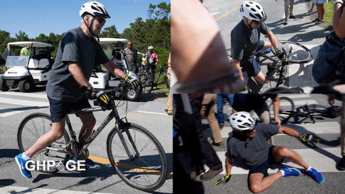 Joe Biden falls off bike