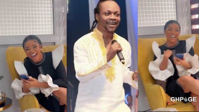 Serwaa Amihere laughing and Daddy Lumba performing