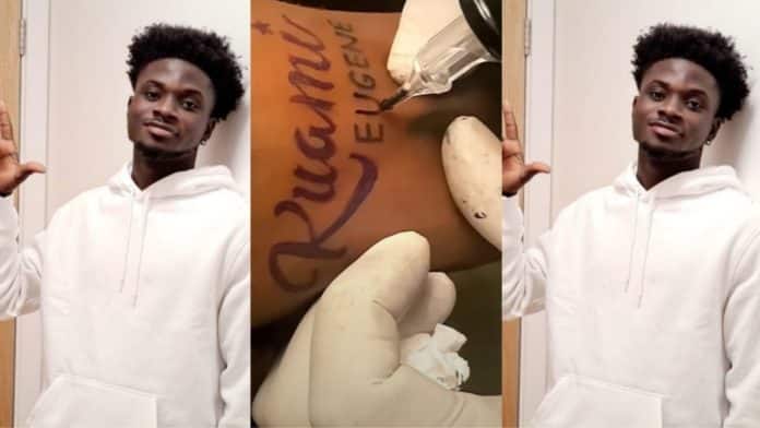 Netizens roast fan for tattooing Kuami Eugene's name on his hand