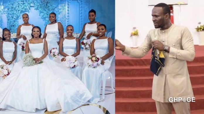 Pastor Elvis Agyemang and bridesmaids at a wedding