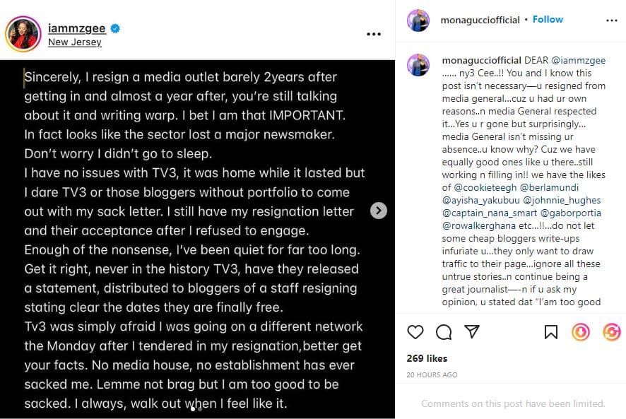 Mona Gucci slams MzGee