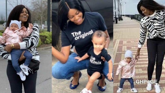Grid photos of Yvonne Nelson and Baby Ryn