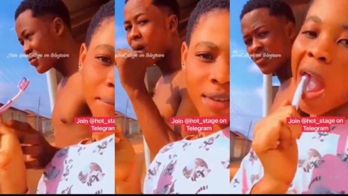 Trending video of young lovers using and exchanging same toothbrush