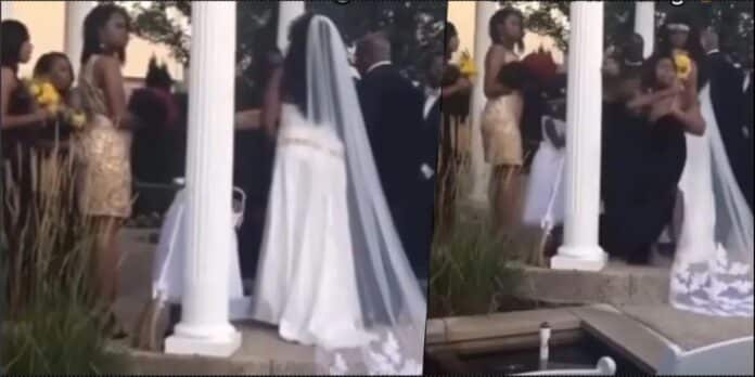 Moment pregnant side chic crashes the wedding of groom