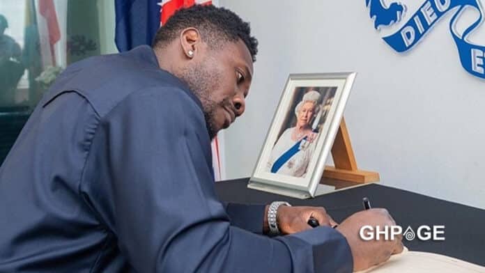 Asamoah Gyan signs book of condolence for Queen Elizabeth II