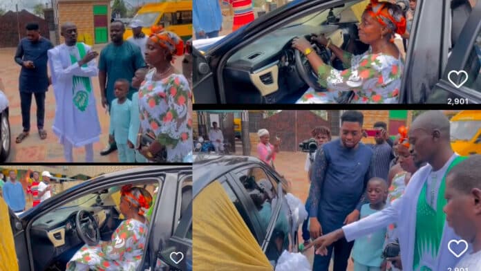 Lil Win's mother reacts emotionally as son buys her brand new car