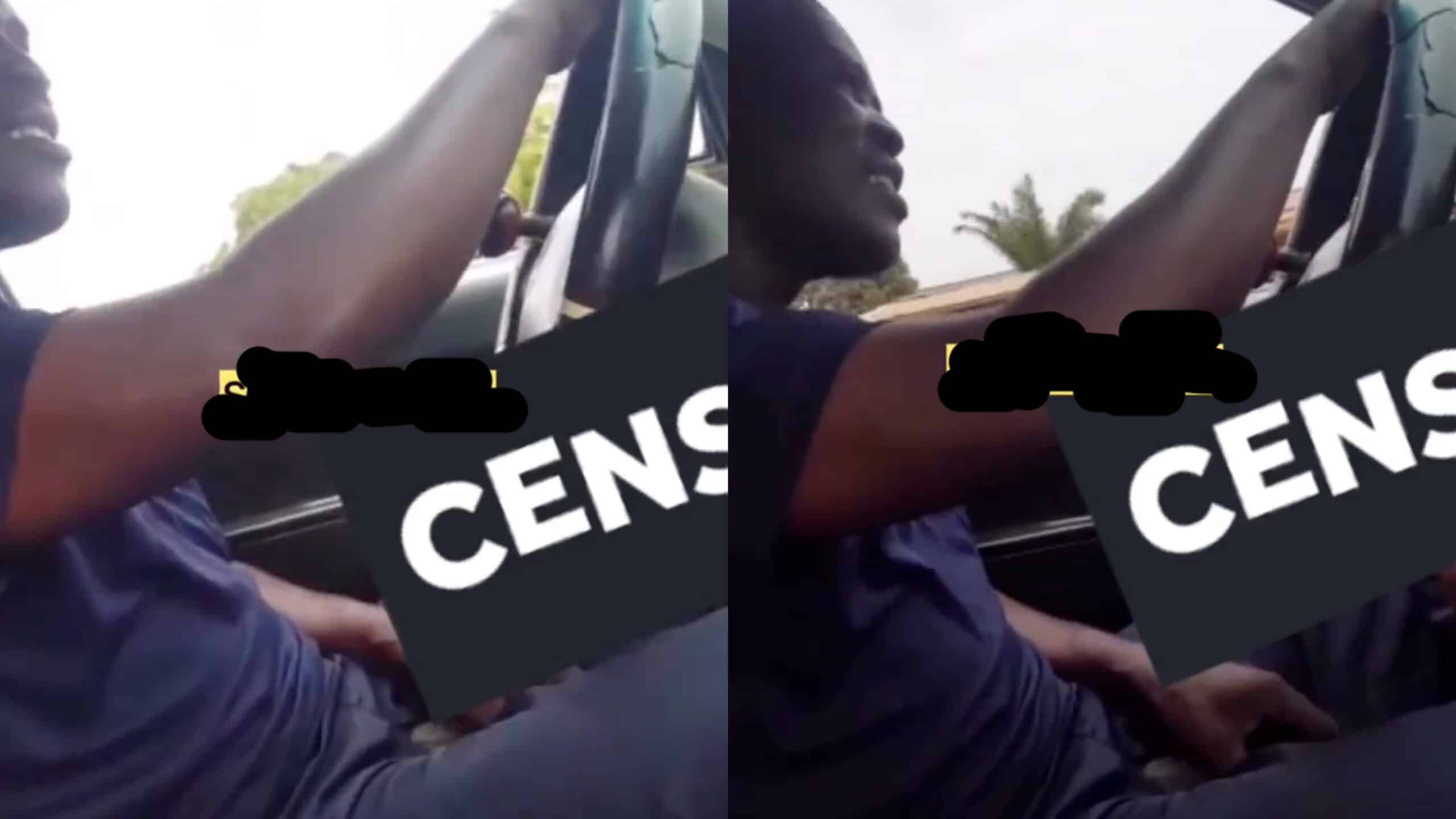 Taxi driver pleasure himself after beautiful lady took his car
