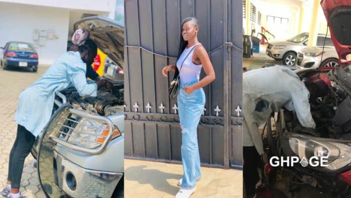 Photos of a beautiful lady who works as a mechanic go viral