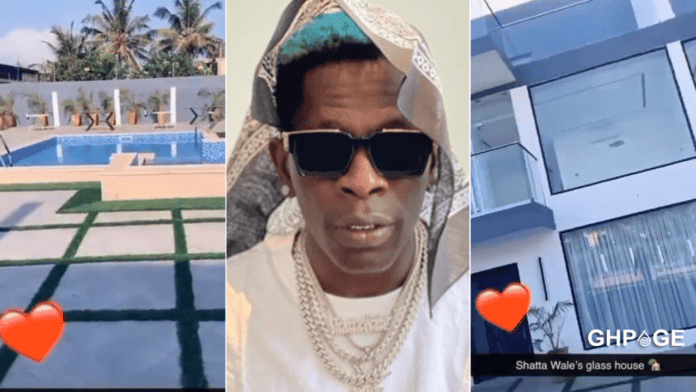 Shatta Wale flaunts the compound of his 'Glass Haus'