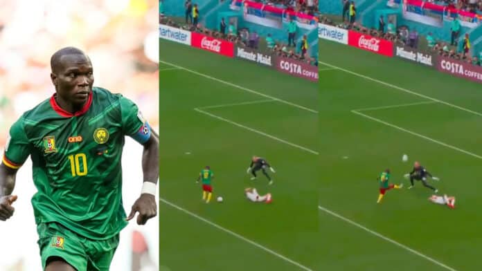 Cameroon's Aboubakar scores the cheekiest goal at the World Cup