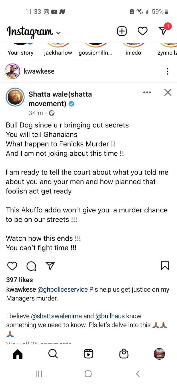 Shatta Wale accuses Bulldog of having a hand in Kwaw Kese's manager's death - GhPage