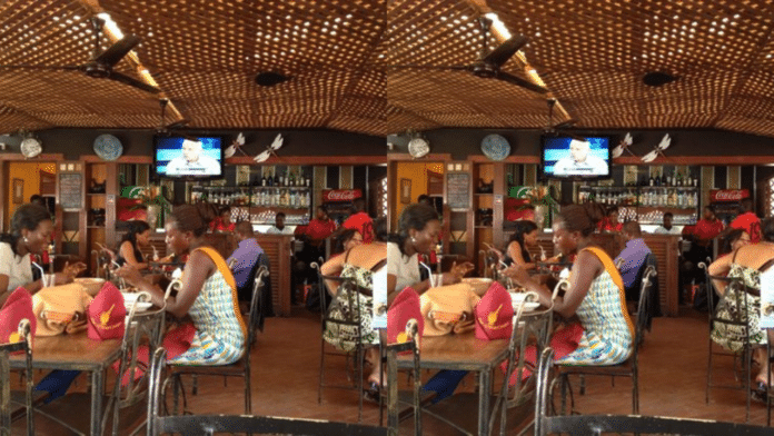 Guy flees from a group of ladies at the restaurant after a bill of Ghc 8000 was brought to him to pay