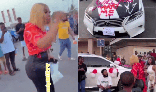 Lady disgraces boyfriend who proposed to her with a brand new car
