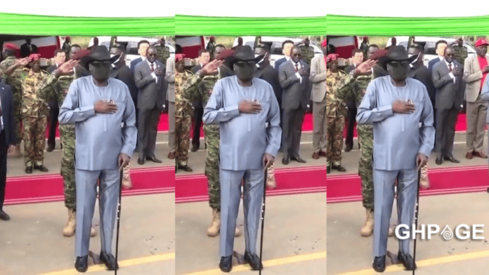 South Sudan's president pees on himself on live TV while commissioning a road