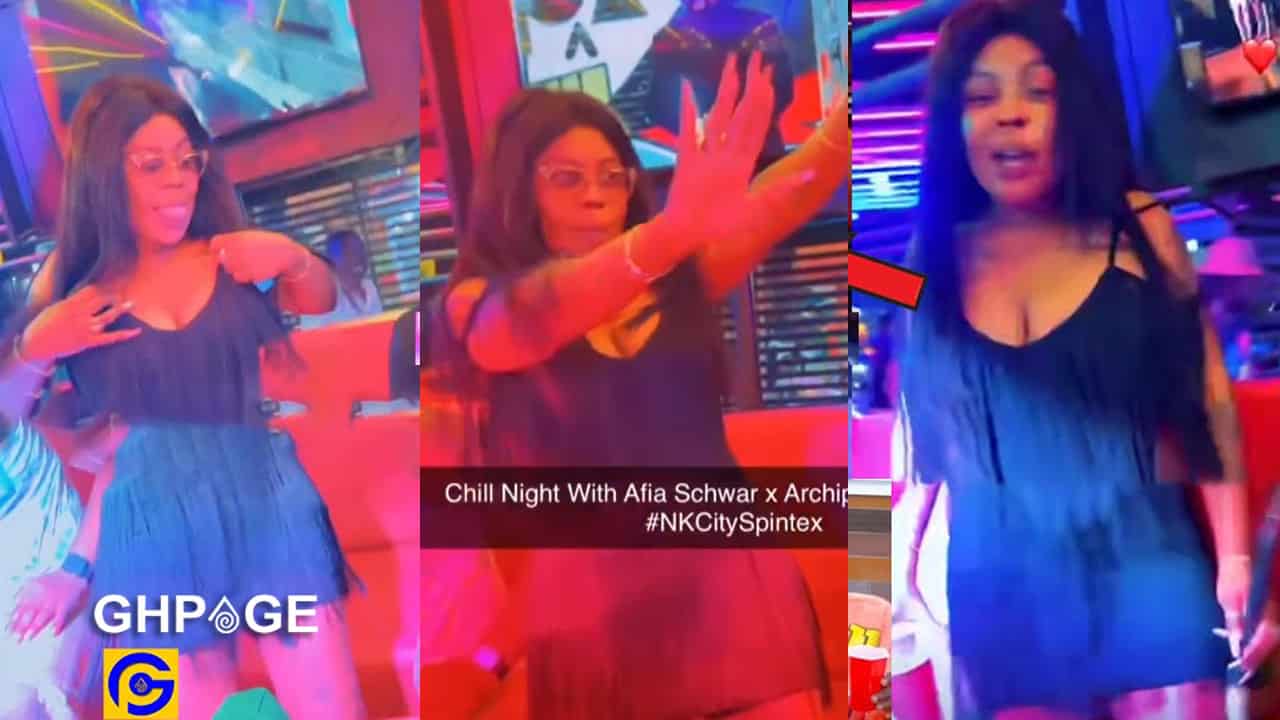 Video of drunk Afia Schwarzenegger partying hard at Nhyiraba Kojo’s club