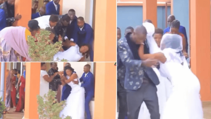 On their wedding day, the bride abandons the groom while fighting with him.