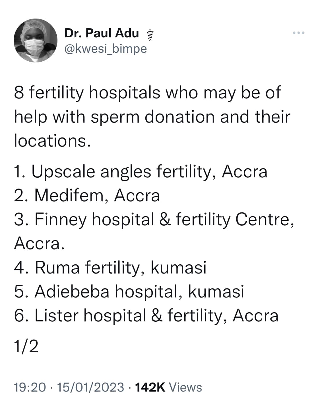 sperm donation centre lists