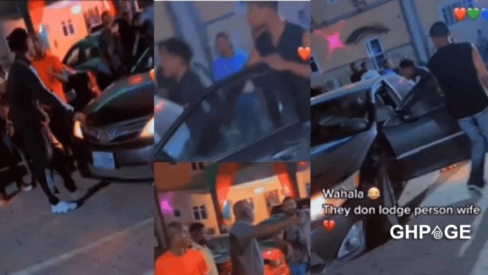 Husband catches wife inside another man's car at the hotel